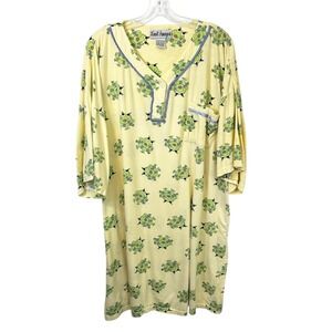 VTG‎ Knit Images Nightgown Yellow Frog Print Sleepshirt Pajamas Novelty 1346
